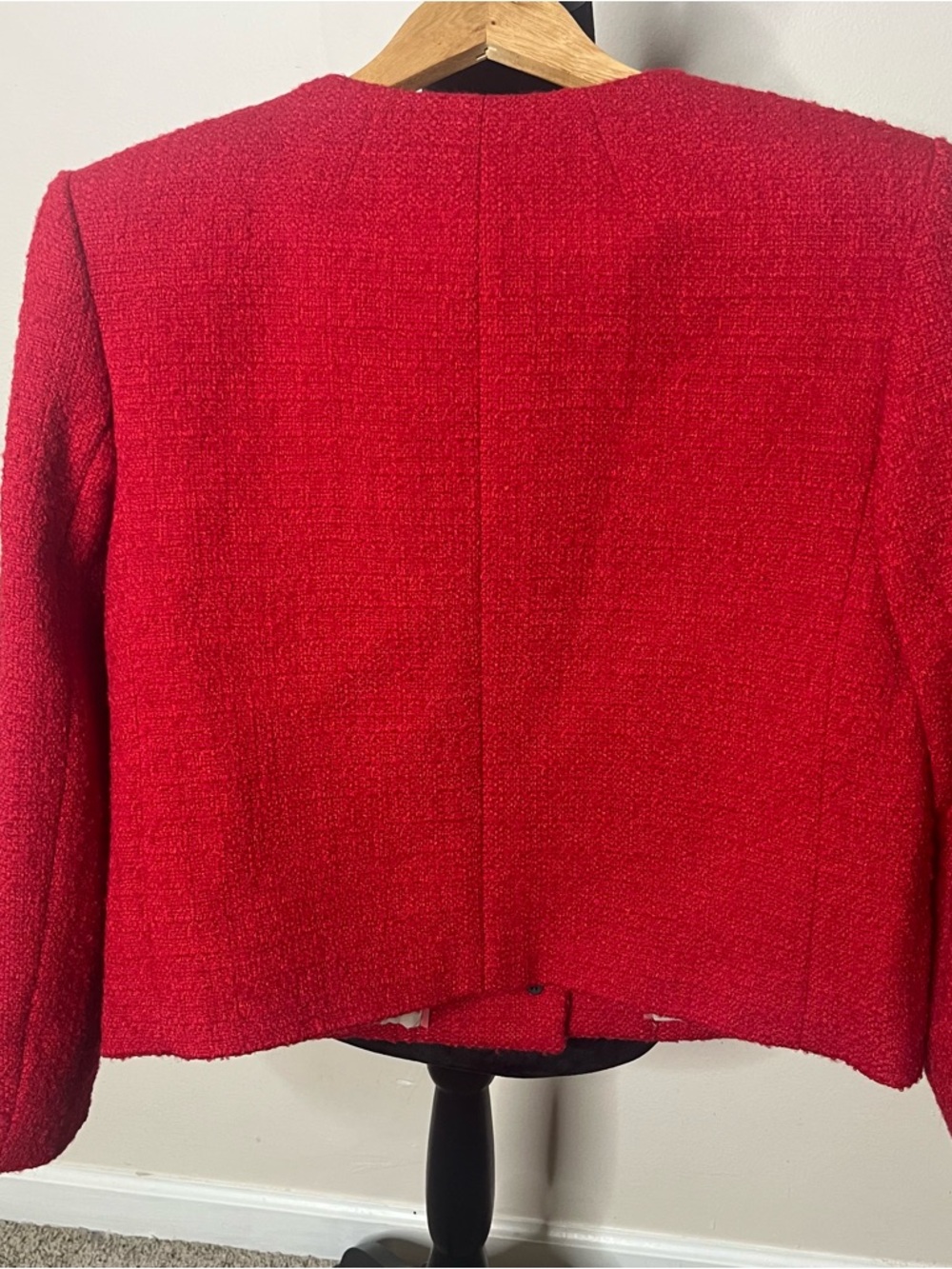 J. Crew Red Bouclé Military-Style Button Jacket - Picture 14 of 16